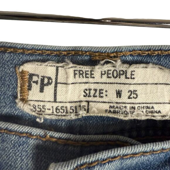 Free People Low Rise Stretch Denim Blue Light Wash Skinny Jeans Size 25 - Picture 4 of 7